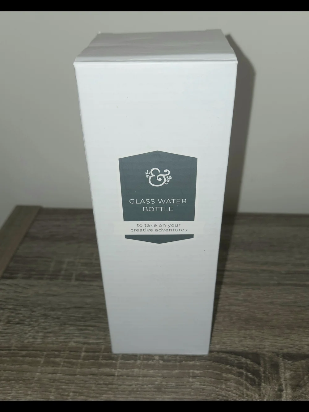 New Archer & Olive Glass Water Bottle Stationery Drinking Logo Wooden Cap.